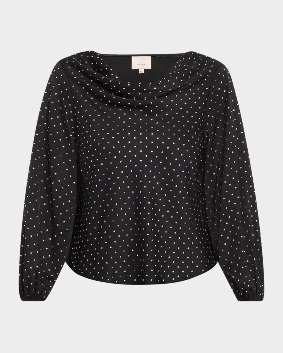 Irene Long-Sleeve Rhinestone-Embellished Top